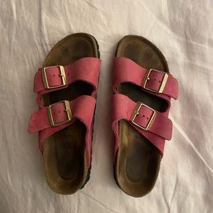 Pink leather birkenstocks!!